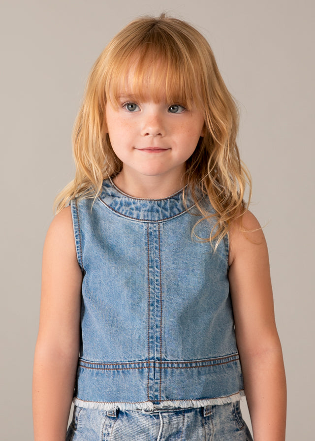 💙 Denim Cropped Top met Franje Detail