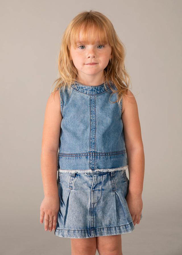 💙 Denim Cropped Top met Franje Detail