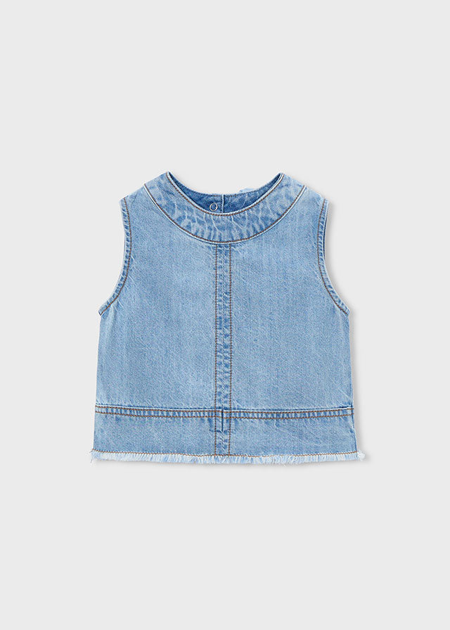 💙 Denim Cropped Top met Franje Detail
