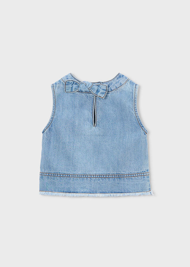 💙 Denim Cropped Top met Franje Detail