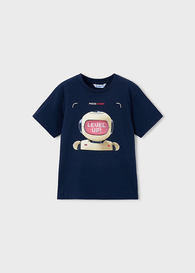 🤖 “Level Up” T-shirt met Robot Print – Gaming Vibes