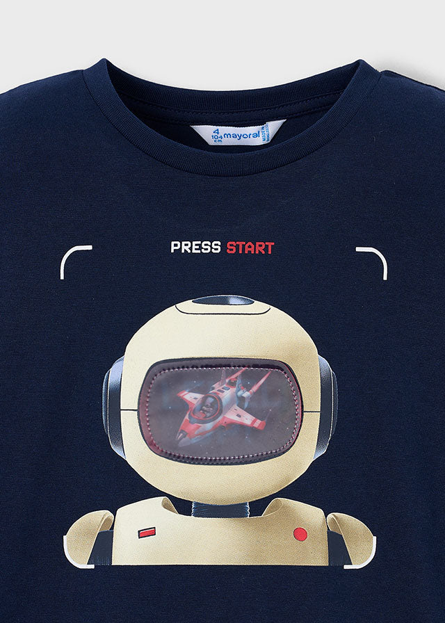 🤖 “Level Up” T-shirt met Robot Print – Gaming Vibes