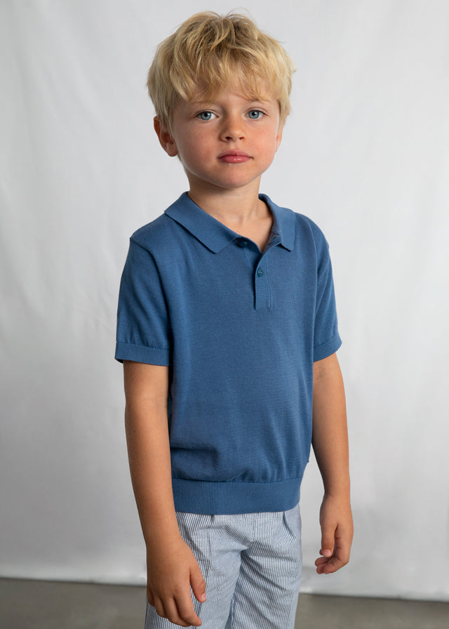 💙 Blauwe Polo met Elastische Tailleband – Casual Chic