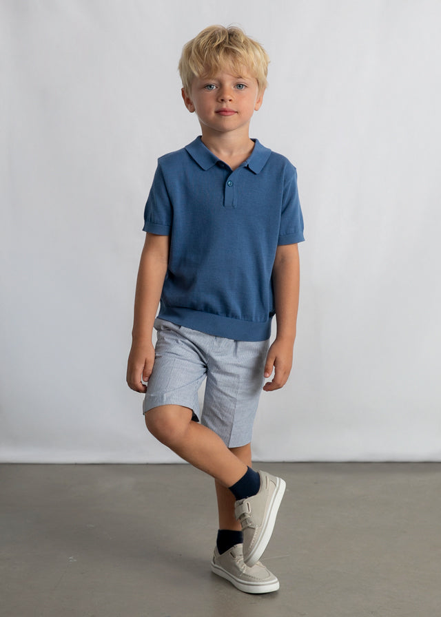 💙 Blauwe Polo met Elastische Tailleband – Casual Chic