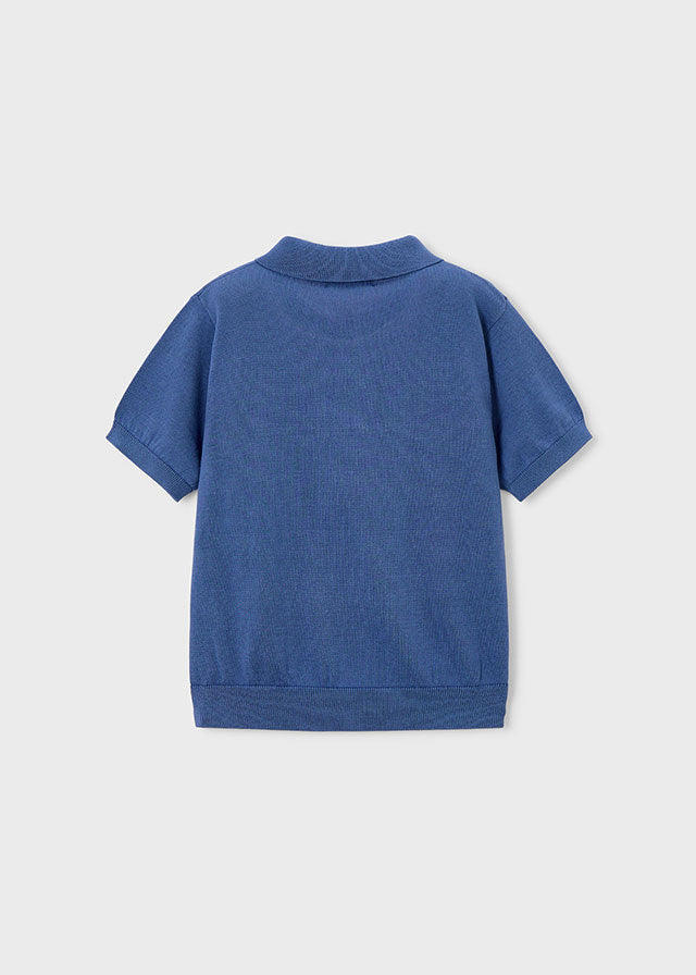 💙 Blauwe Polo met Elastische Tailleband – Casual Chic