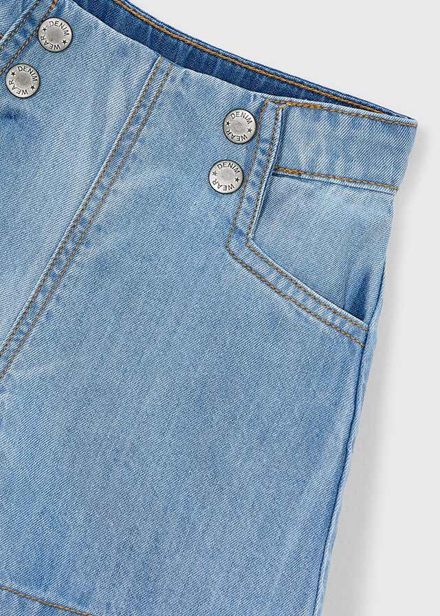 💙 Lichtblauwe Denim Short met Knopen Detail
