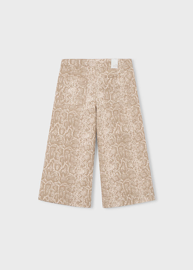🤎 Beige Wijde Broek met Subtiele Print – Elegant & Trendy