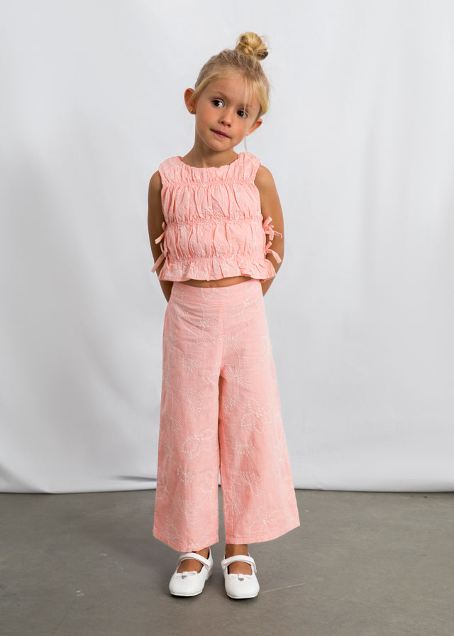 🌸 Roze Zomerset met Borduurwerk – Top & Wijde Broek