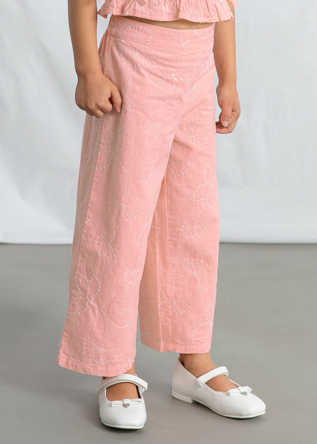🌸 Roze Zomerset met Borduurwerk – Top & Wijde Broek