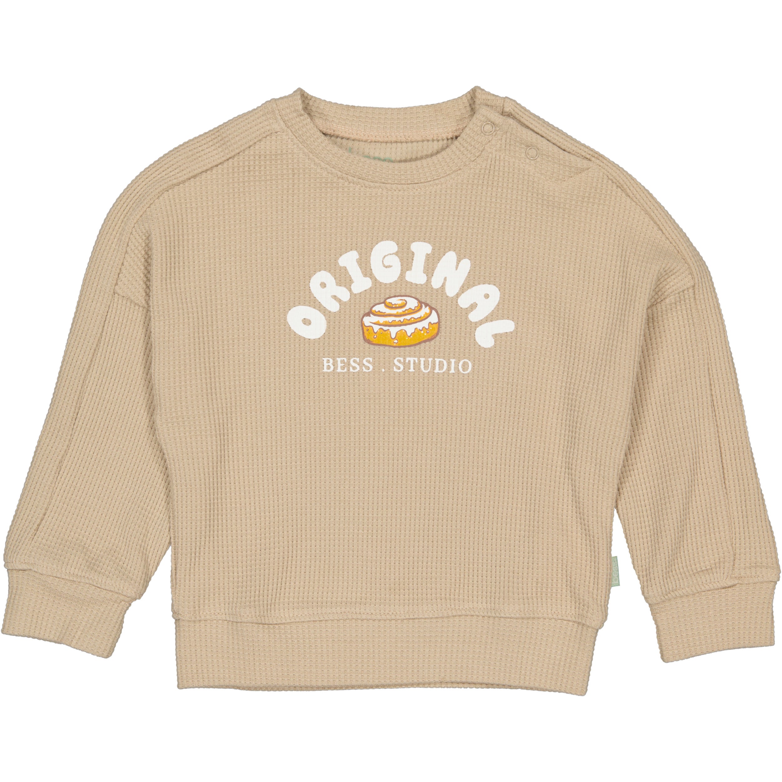 🍩🤍 Original Bess Waffle Sweater – Zachte Babytrui met Donutprint