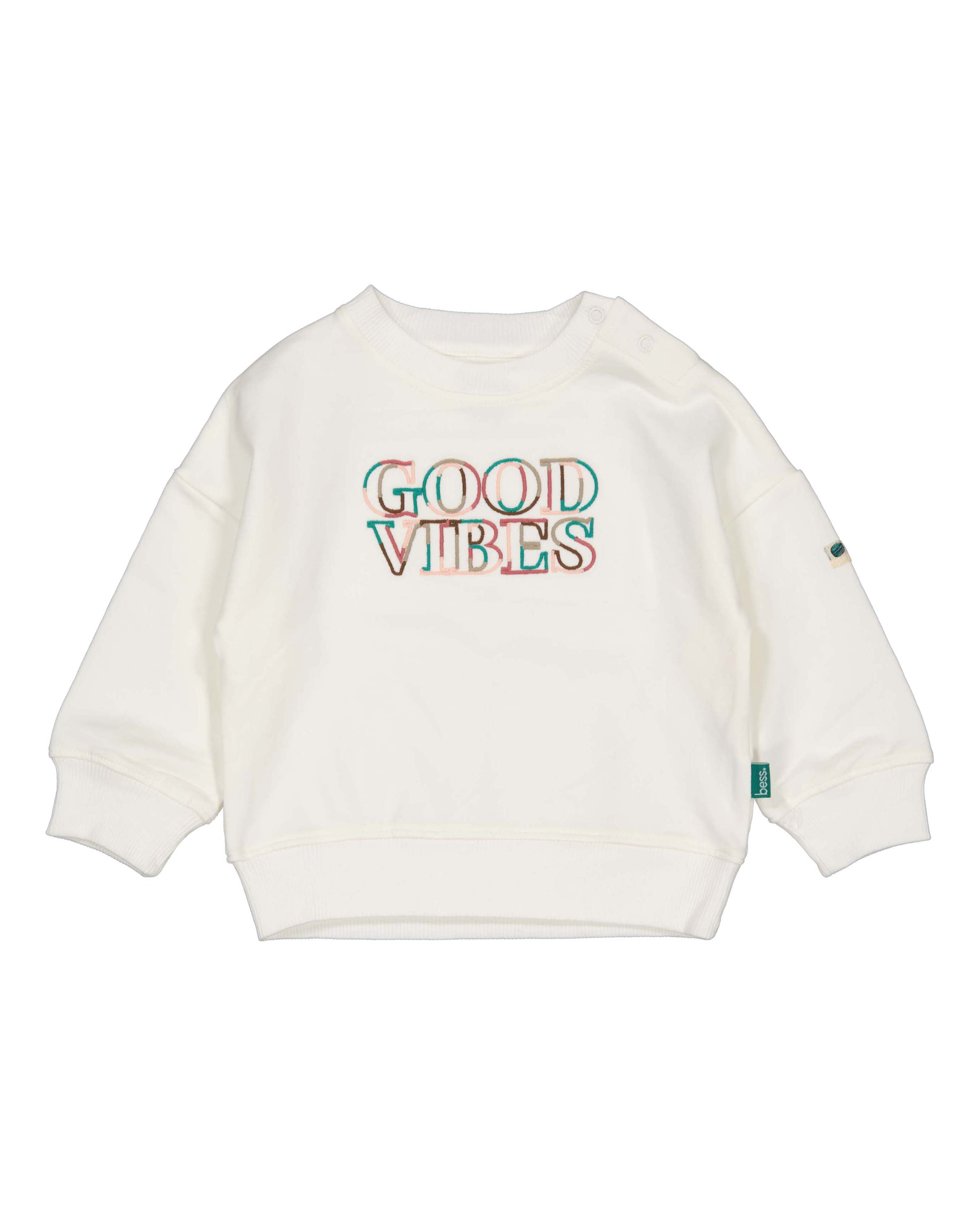 🌈✨ Good Vibes Sweater – Zachte Baby Sweater met Borduursel