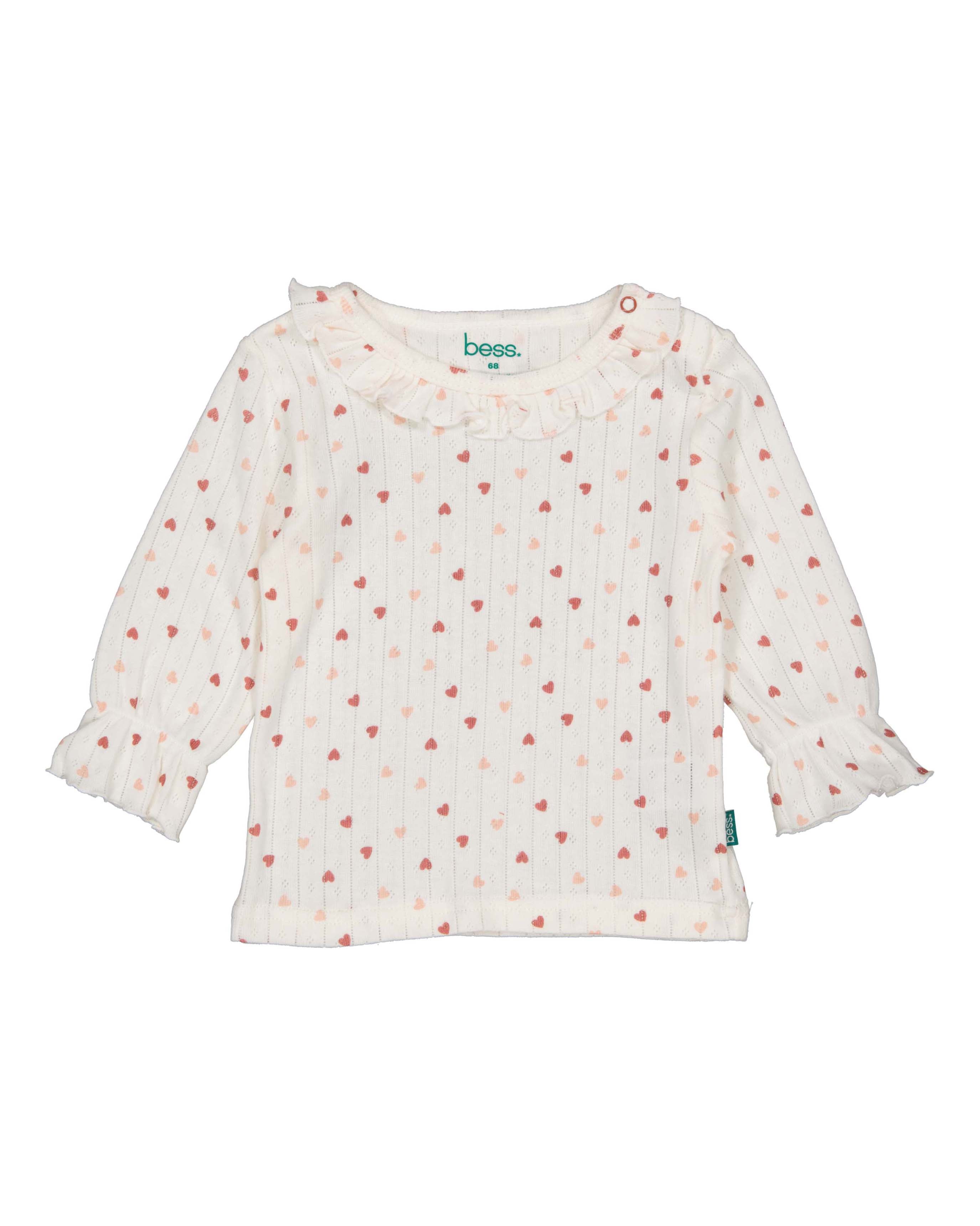 🤍💗 Little Hearts Ruffle Longsleeve – Babyshirt met Hartjes & Ruches