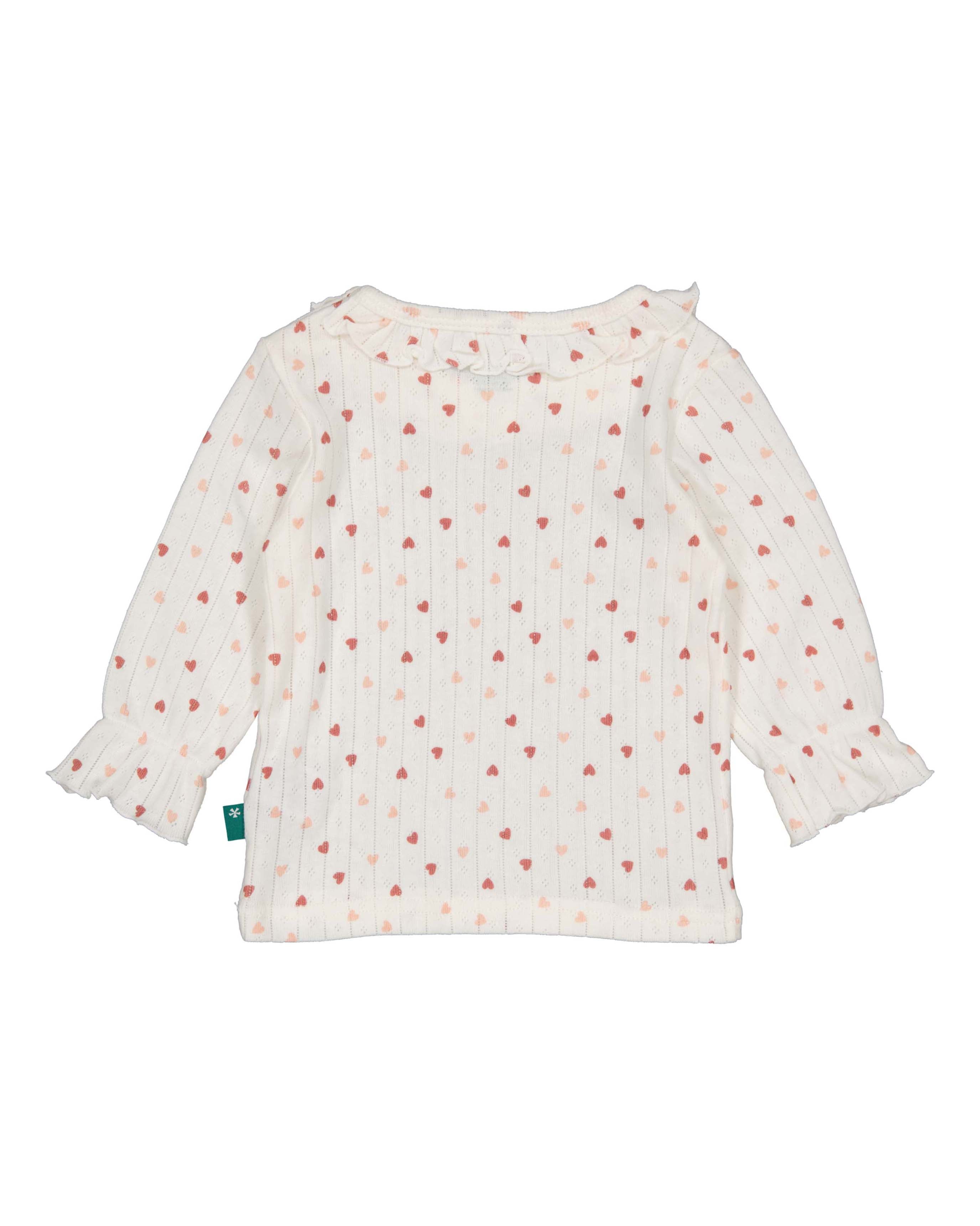 🤍💗 Little Hearts Ruffle Longsleeve – Babyshirt met Hartjes & Ruches