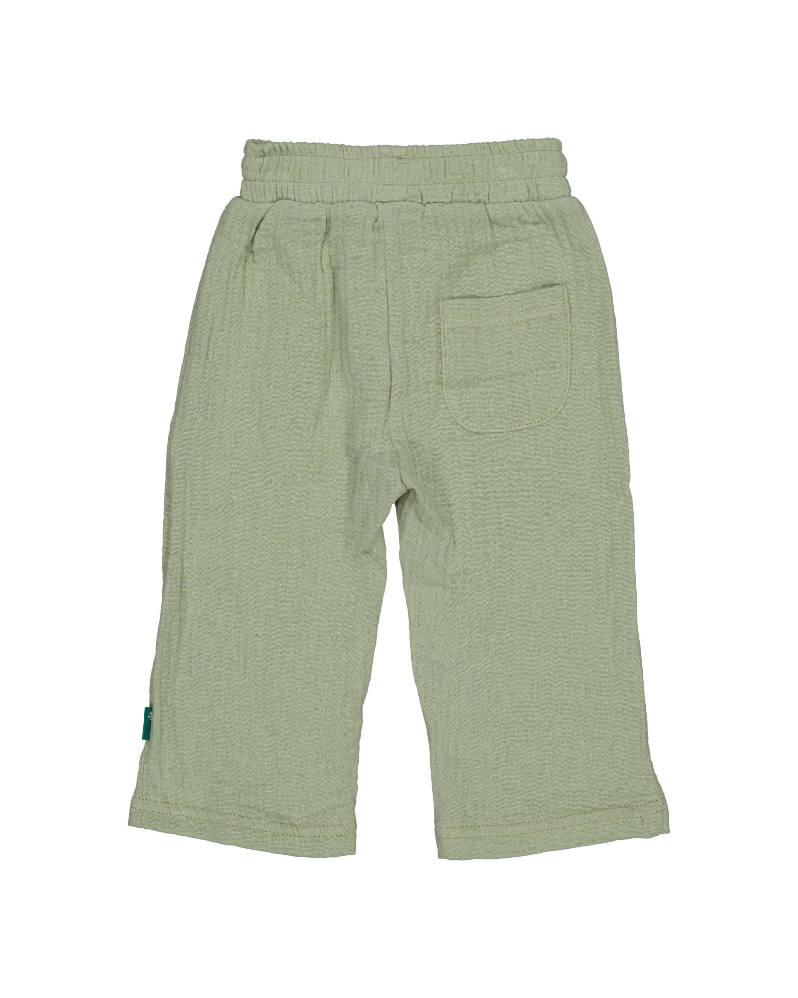 🌿👶 Soft Sage Mousseline Broek – Comfortabele Babybroek met Taillelint