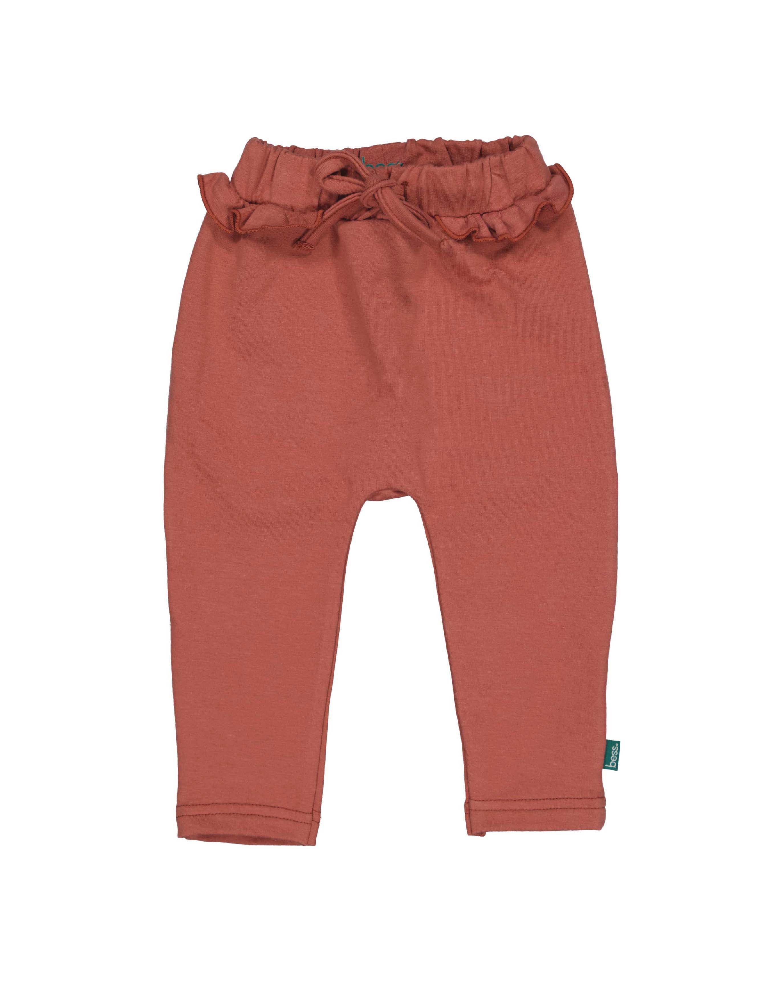 🍂👶 Rusty Rose Ruffle Babybroek – Zachte Broek met Ruches & Koordje