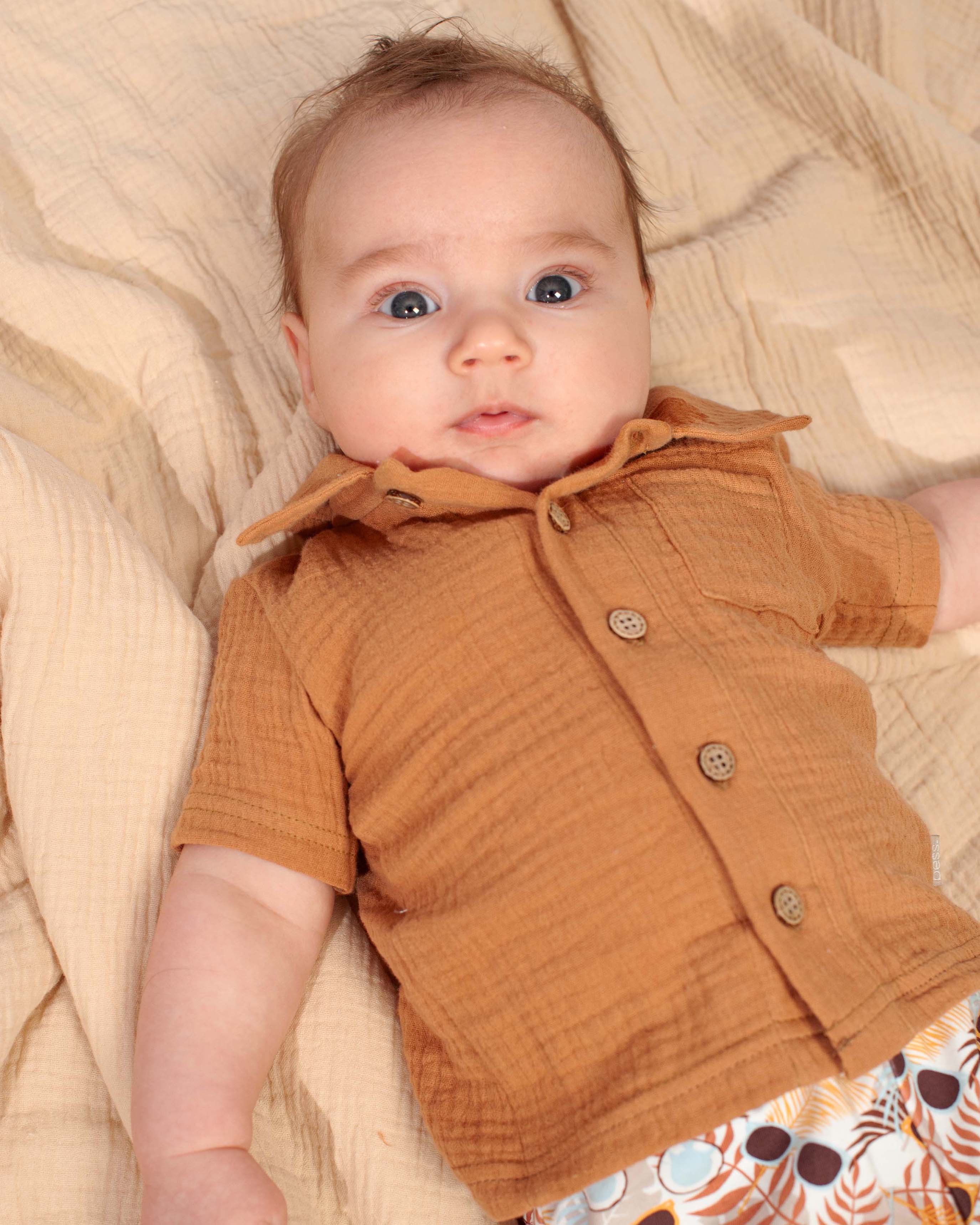 🤎 Zomers Muslin Hemdje – Caramel | BESS
