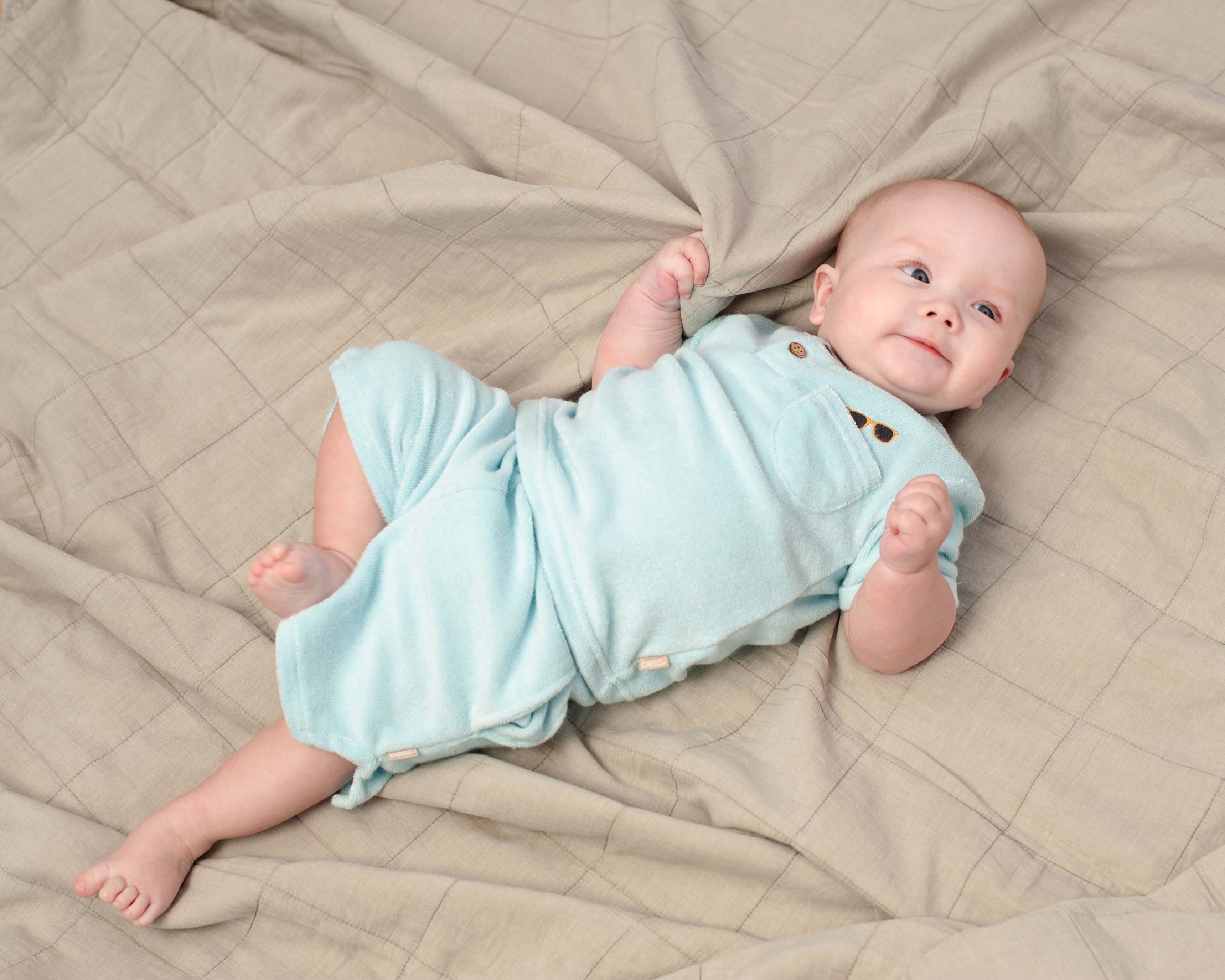 🕶️ Zacht Badstof Baby T-shirt – Sky Blue | BESS