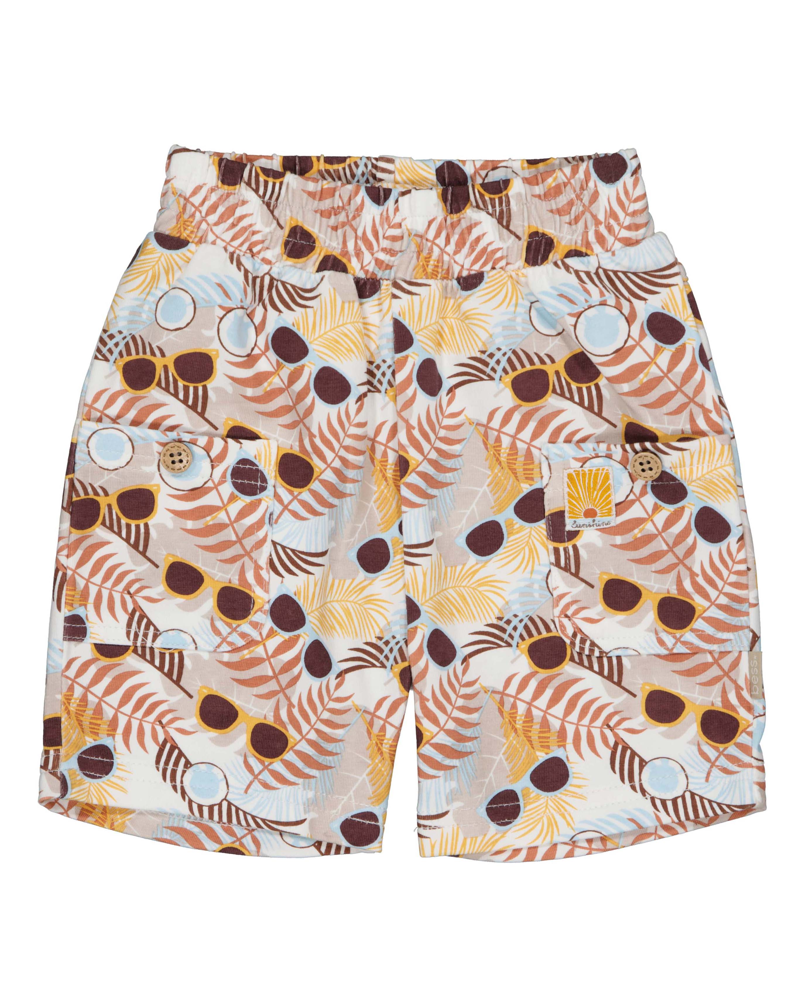 🕶️ Zomerse Baby Short – Palm & Sunglasses Print | BESS