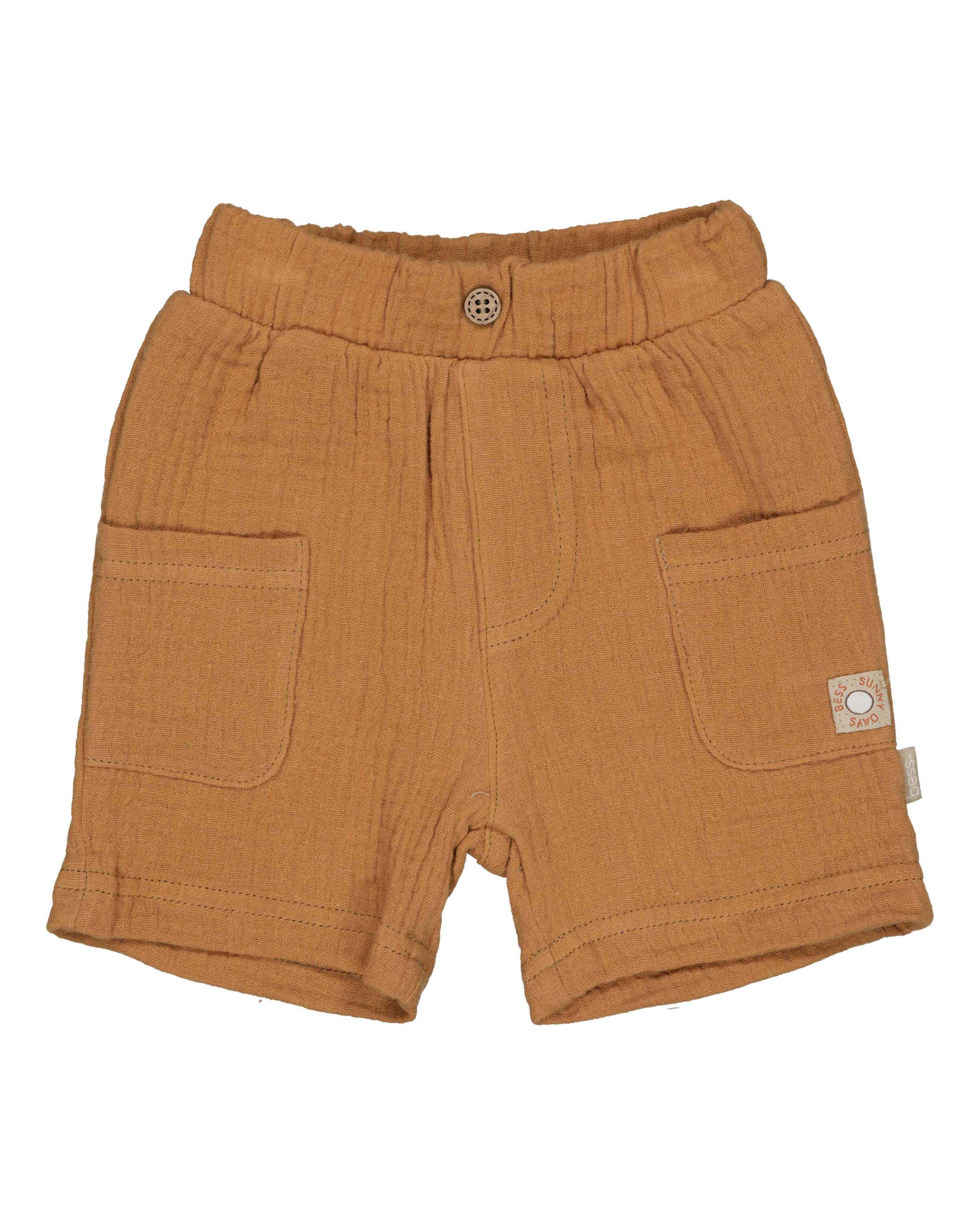 🤎 Zachte Mousseline Baby Short – Caramel | BESS