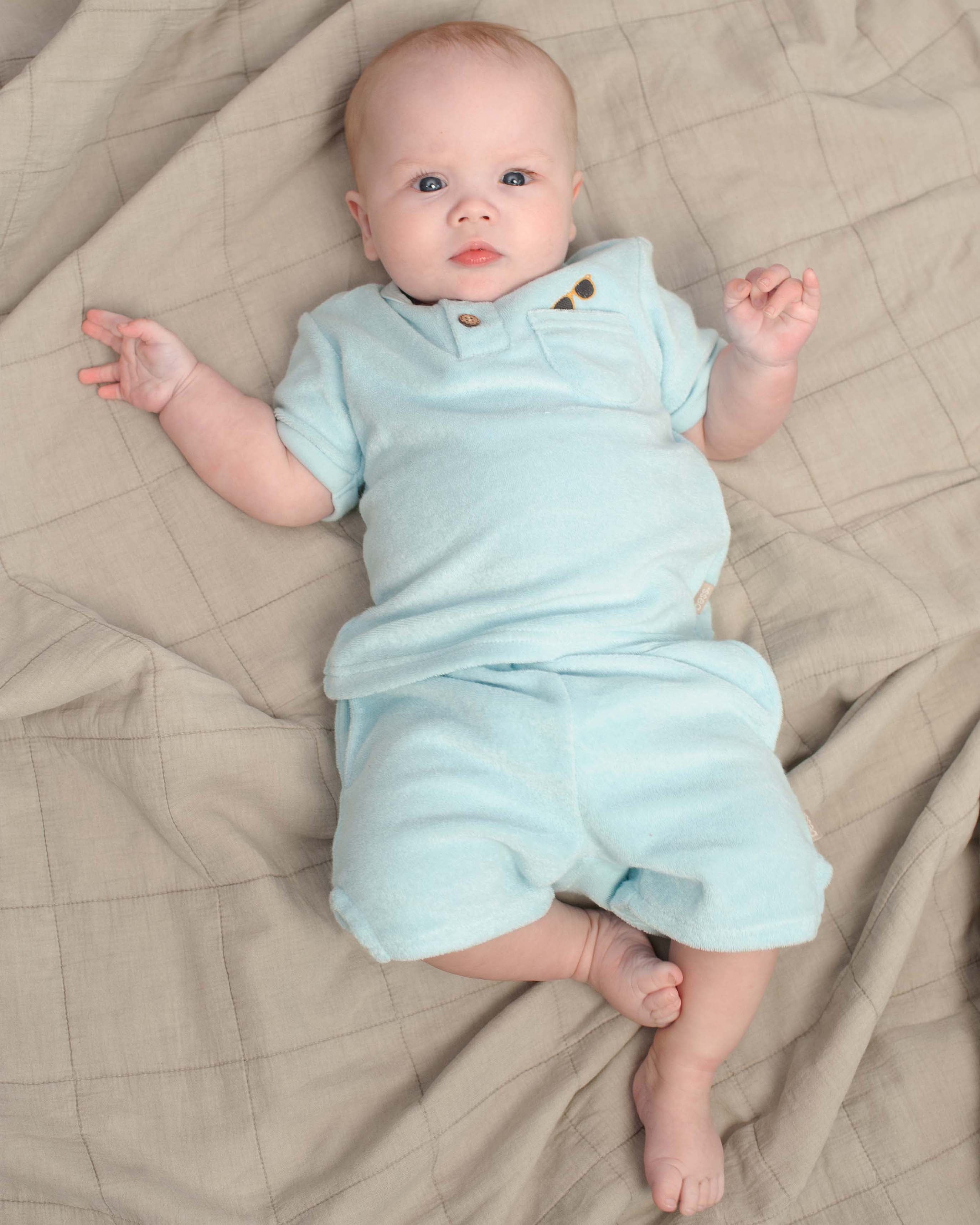 ☁️ Zacht Badstof Baby Short – Sky Blue | BESS