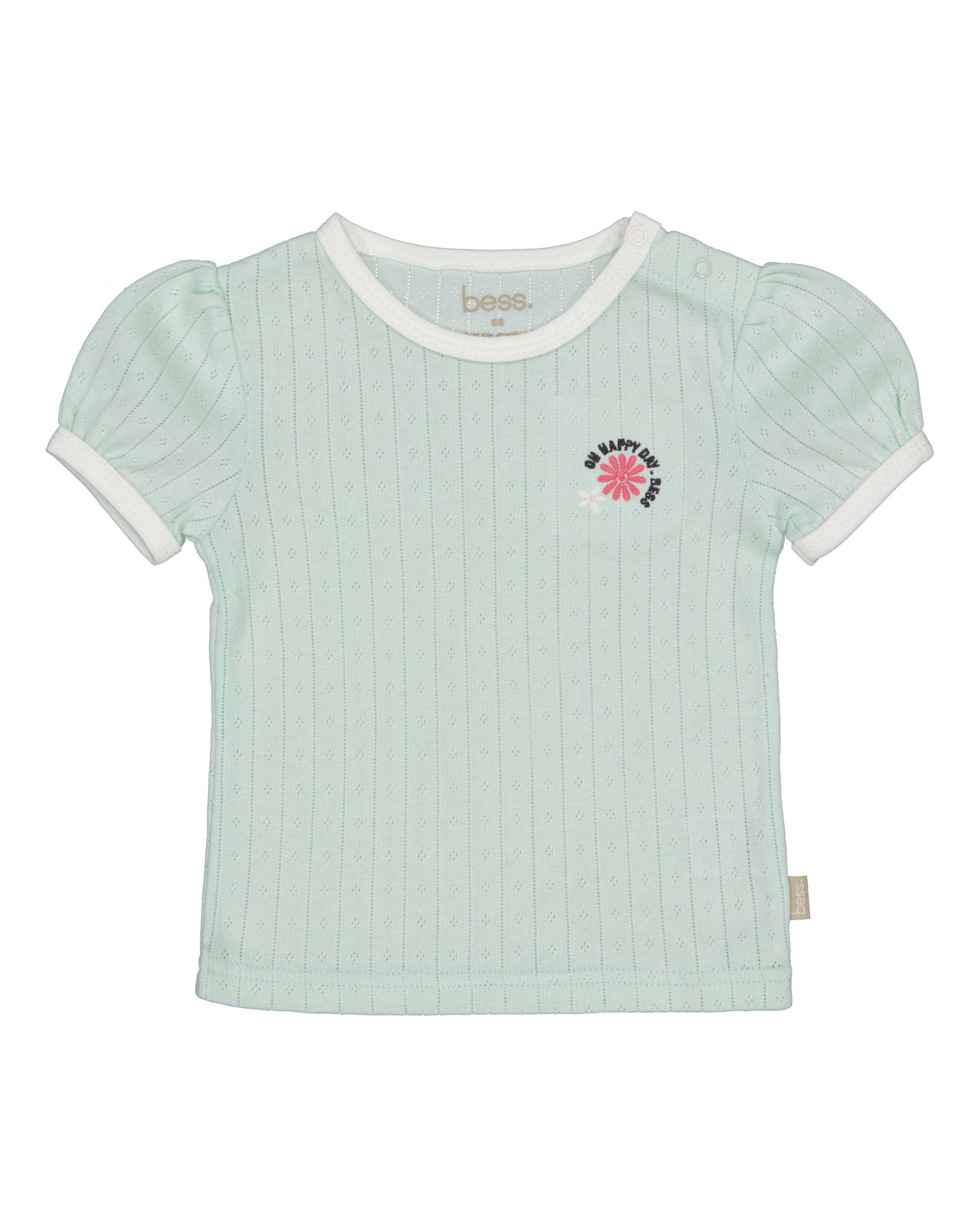 🌿 Mintgroen Baby T-shirt met Pofmouwtjes – Happy Days | BESS