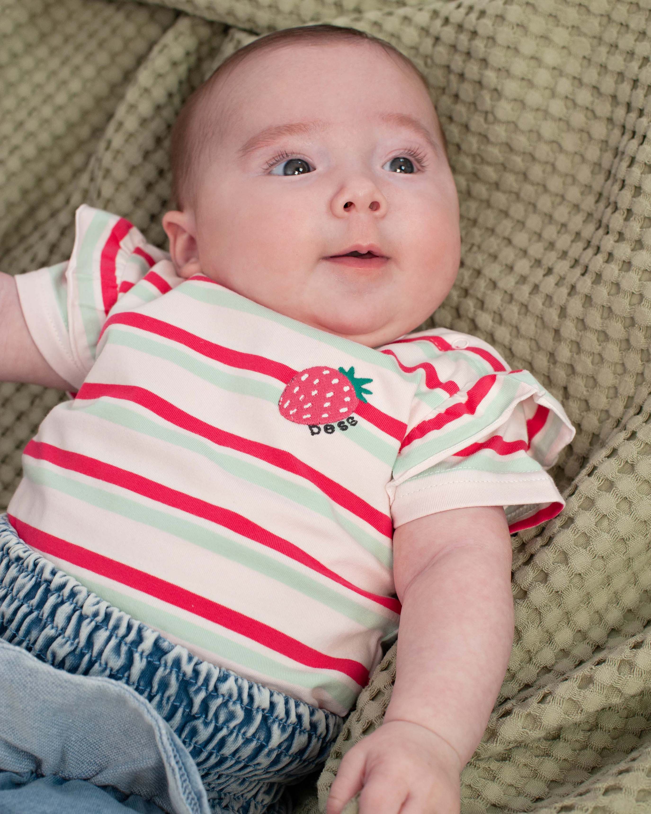 🍓 Gestreept Baby T-shirt met Aardbei – Summer Strawberry | BESS