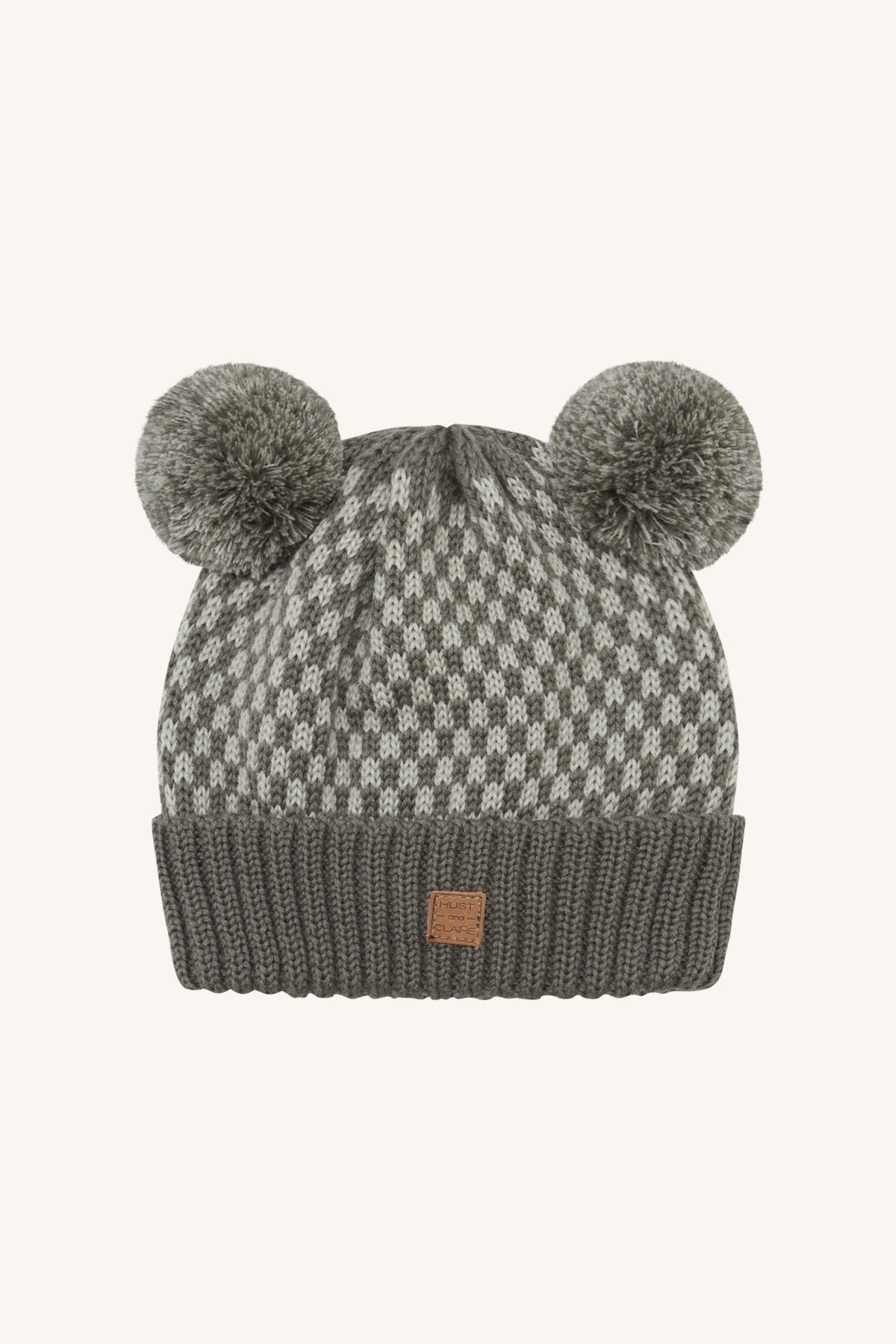 Muts van Hust&Claire in licht groen en legergroen met een geruit patroon