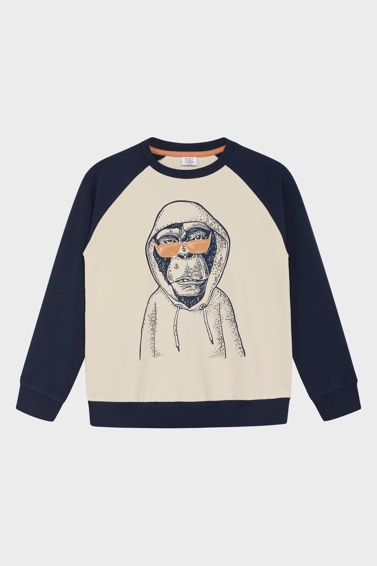 Toffe T-shirt met lange mouwen met afbeelding van aap