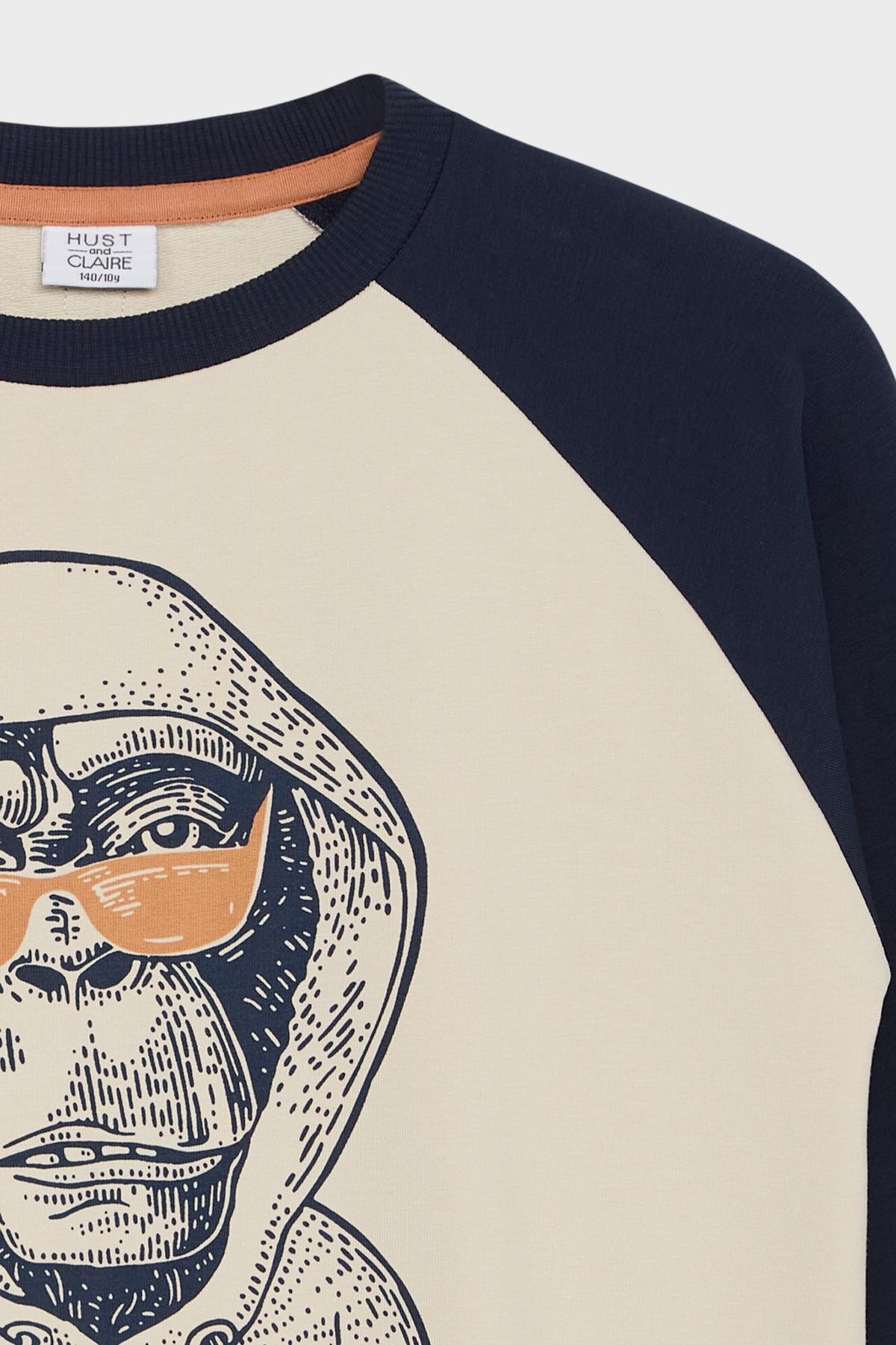 Toffe T-shirt met lange mouwen met afbeelding van aap