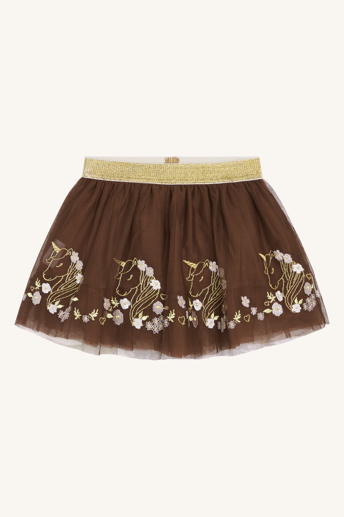 Mooi tule rokje met goudkleurig borduursel