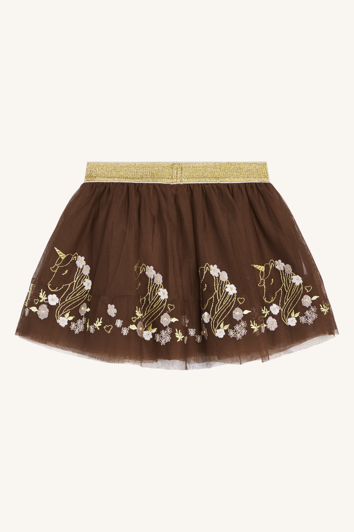 Mooi tule rokje met goudkleurig borduursel