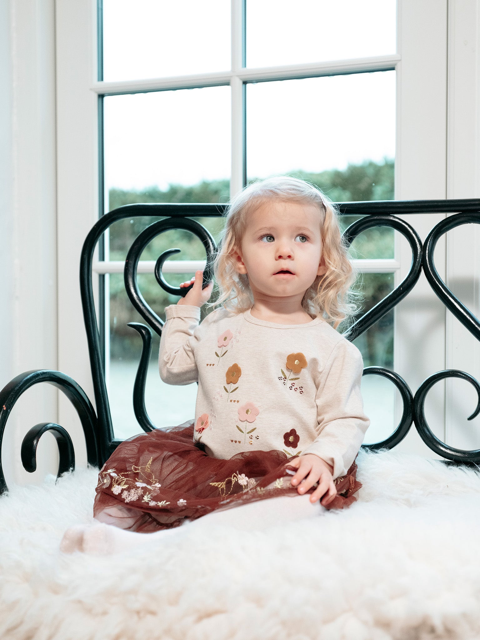T-shirt met lange mouwen en met bloemen