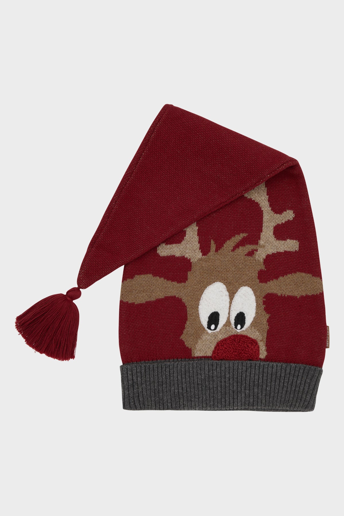 Gebreide kerstmuts van zacht katoen met een rendiermotief