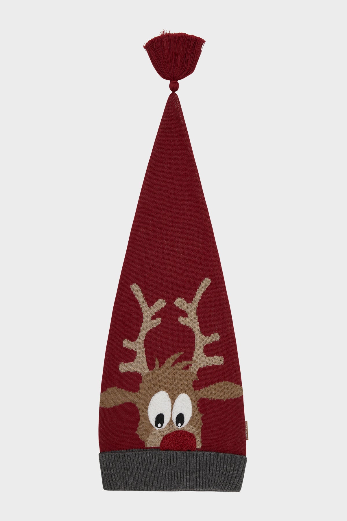 Gebreide kerstmuts van zacht katoen met een rendiermotief