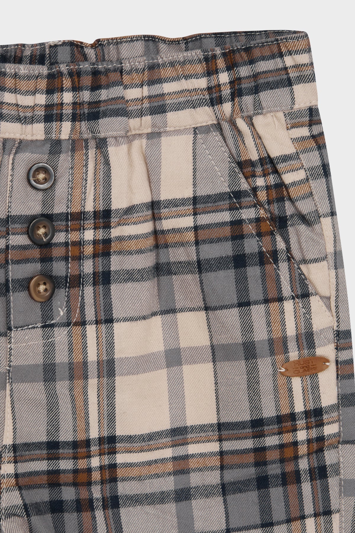 Gevoerde geruite broek met elastische taille