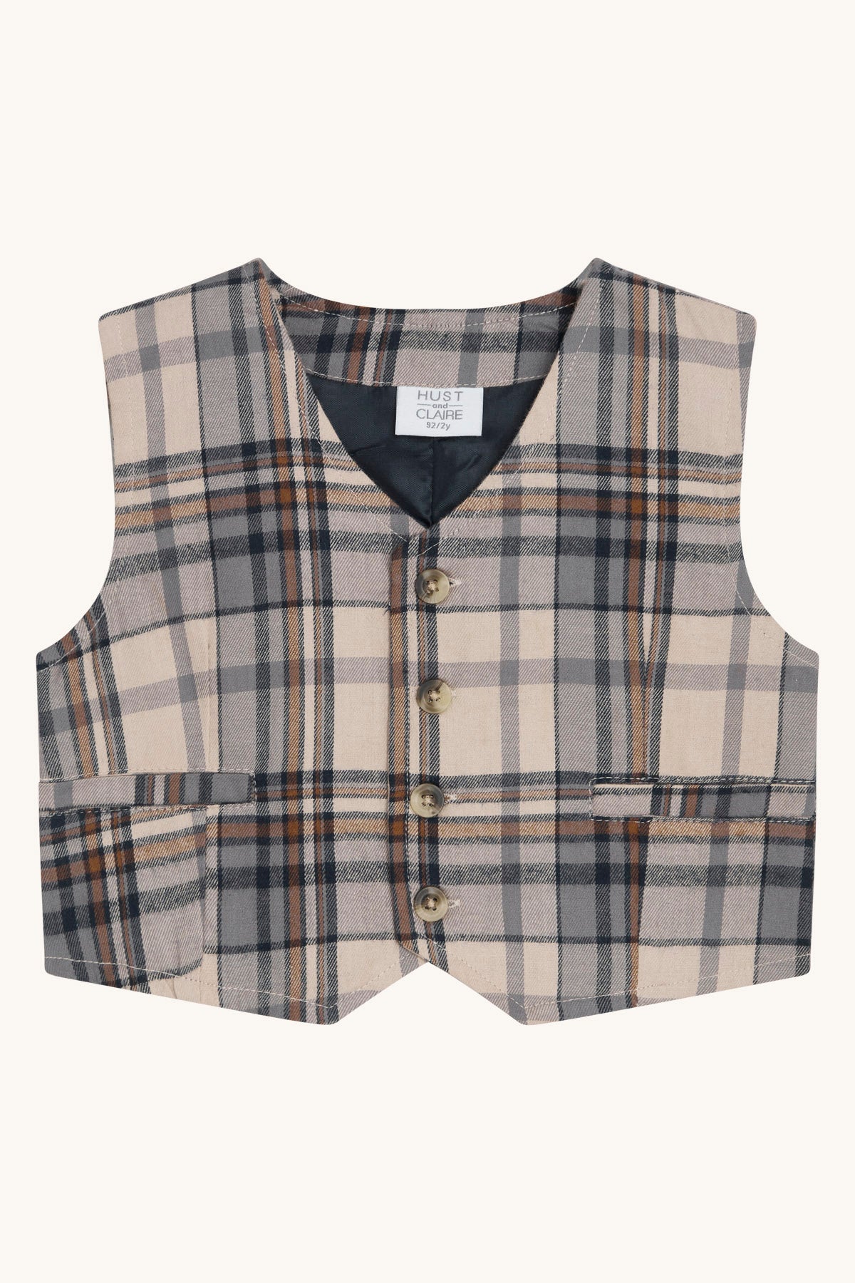 Gevoerd gilet van zacht katoen met een ruitjespatroon