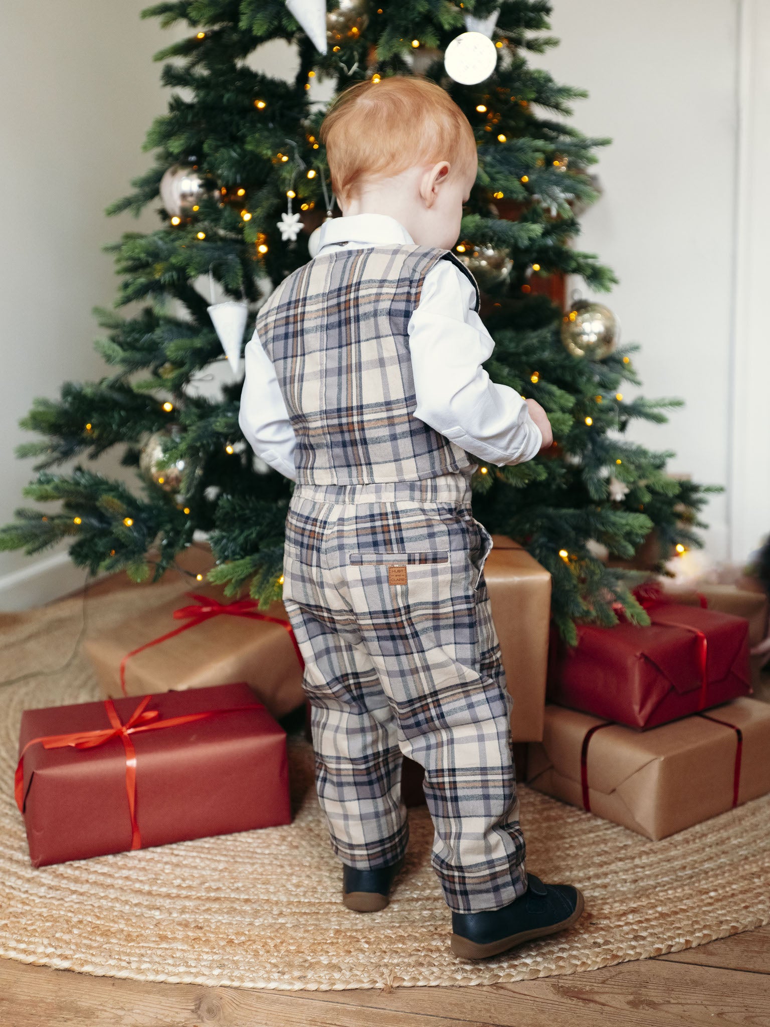 Gevoerde geruite broek met elastische taille