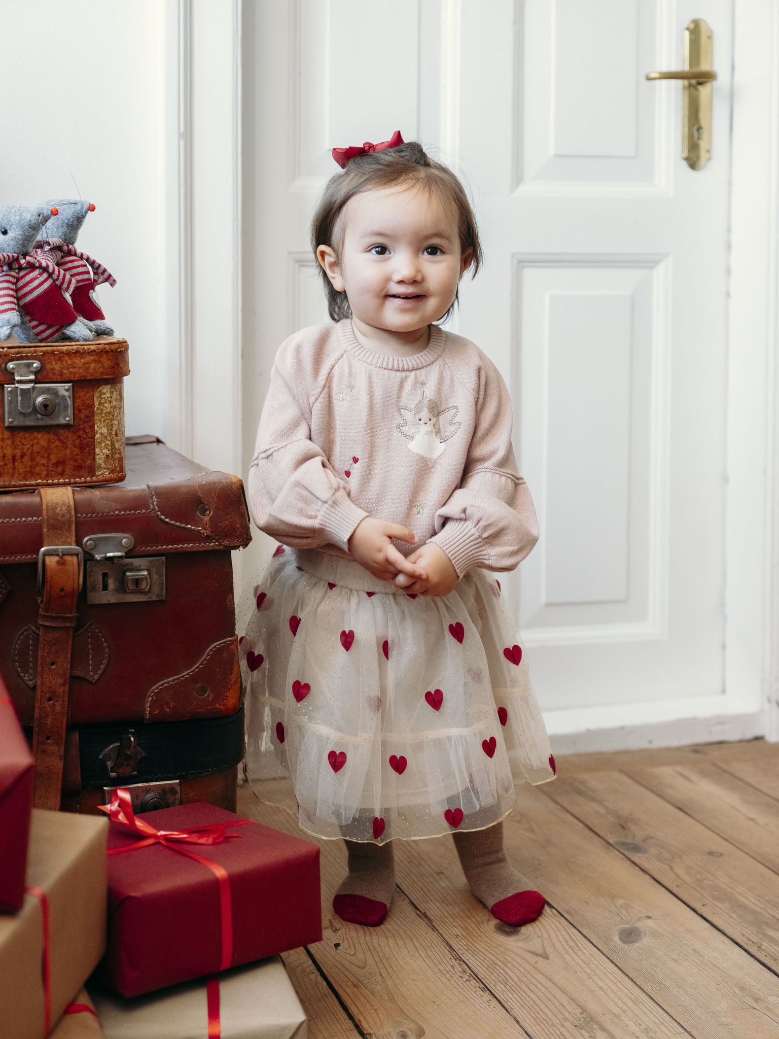 Tulle rokje met rode hartjes