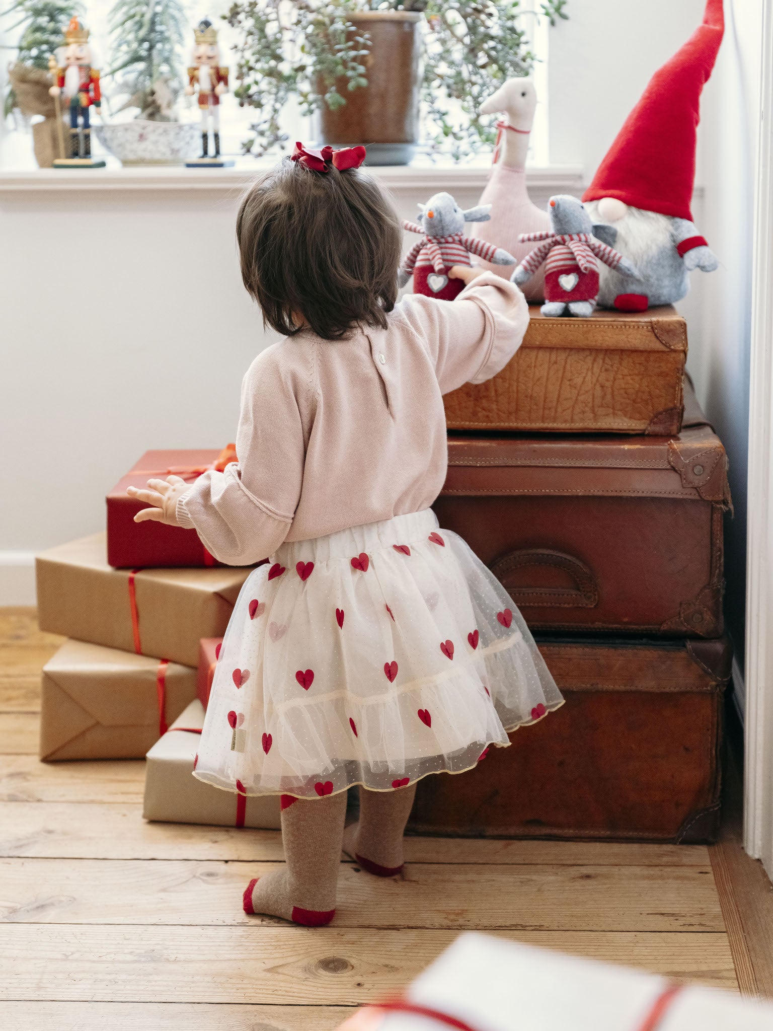 Tulle rokje met rode hartjes