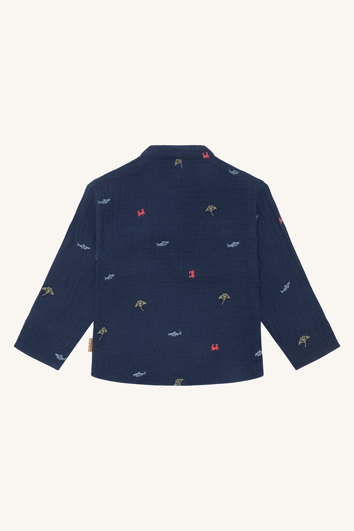 Hust & Claire - Marineblauw Katoenen Hemd met Geborduurde Zee-elementen