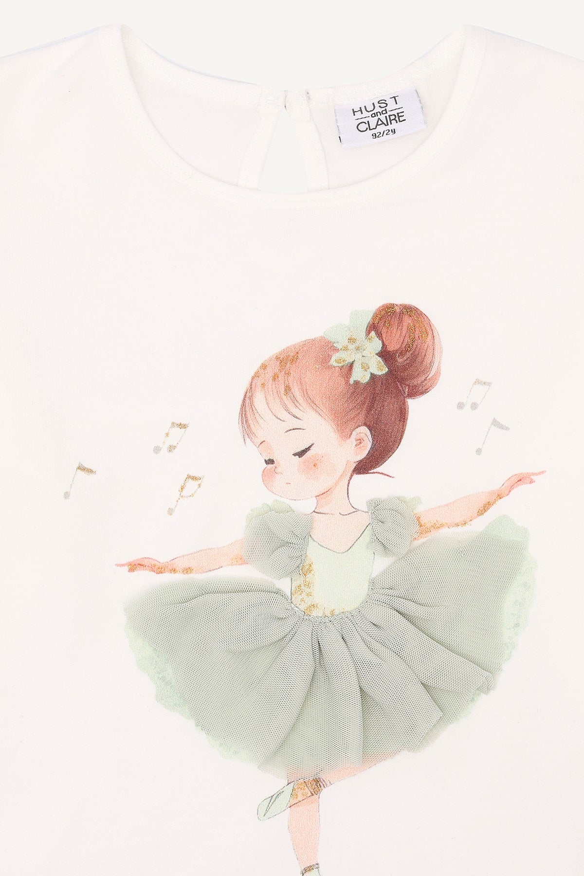 Hust & Claire Meisjestrui – Crème Longsleeve met Ballerina & Tule Detail