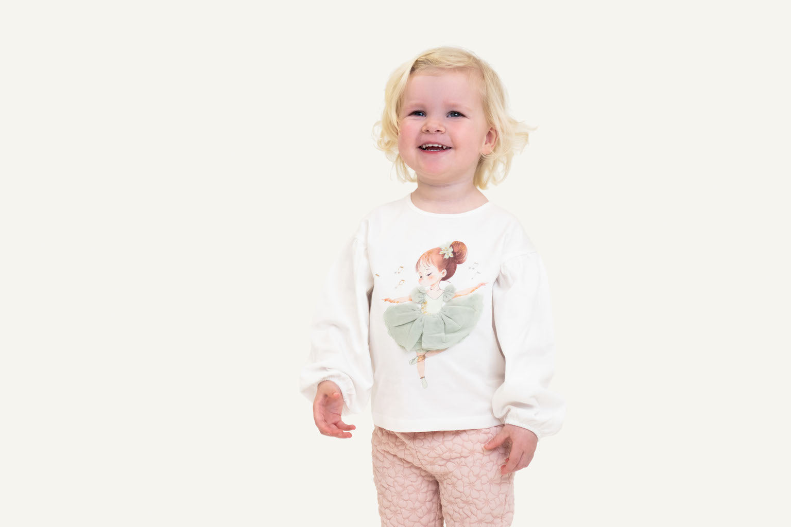 Hust & Claire Meisjestrui – Crème Longsleeve met Ballerina & Tule Detail