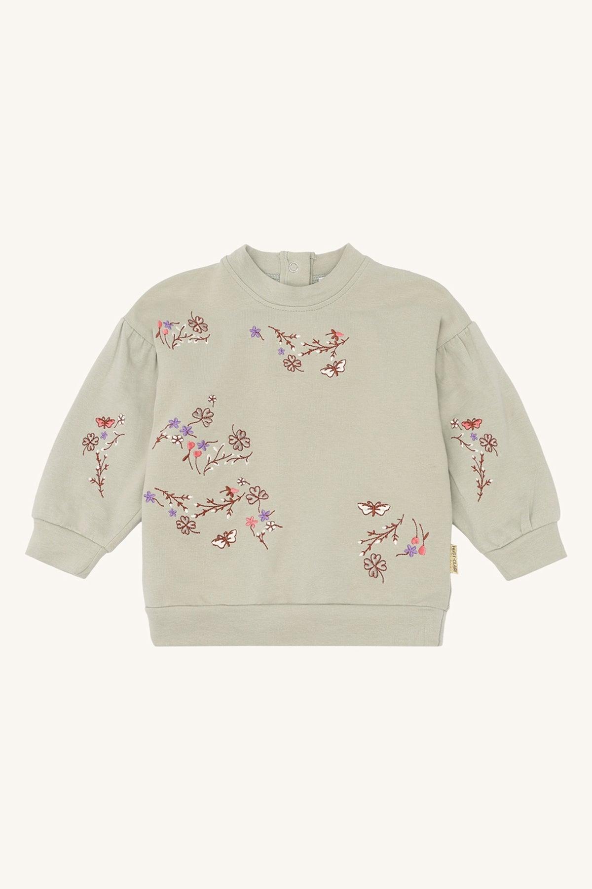 Hust & Claire Sweatshirt – Saliegroen met Bloemenborduursel
