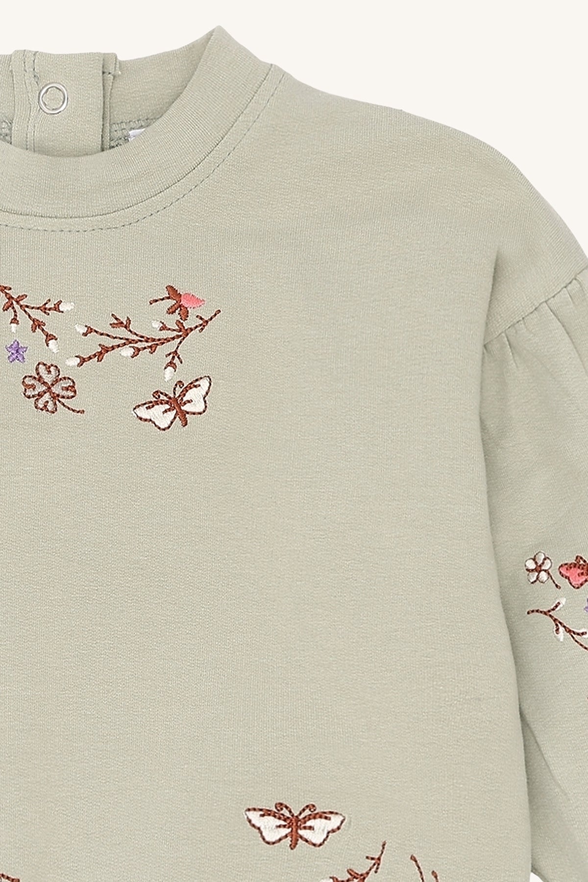 Hust & Claire Sweatshirt – Saliegroen met Bloemenborduursel