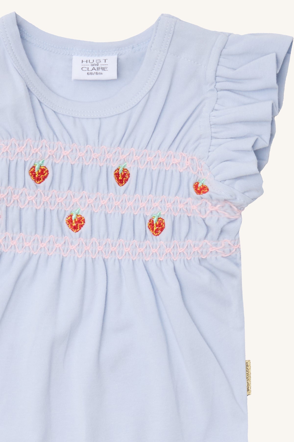 🍓 Droomzachte Babyromper met Aardbei Borduursels – Zoet & Stijlvol!