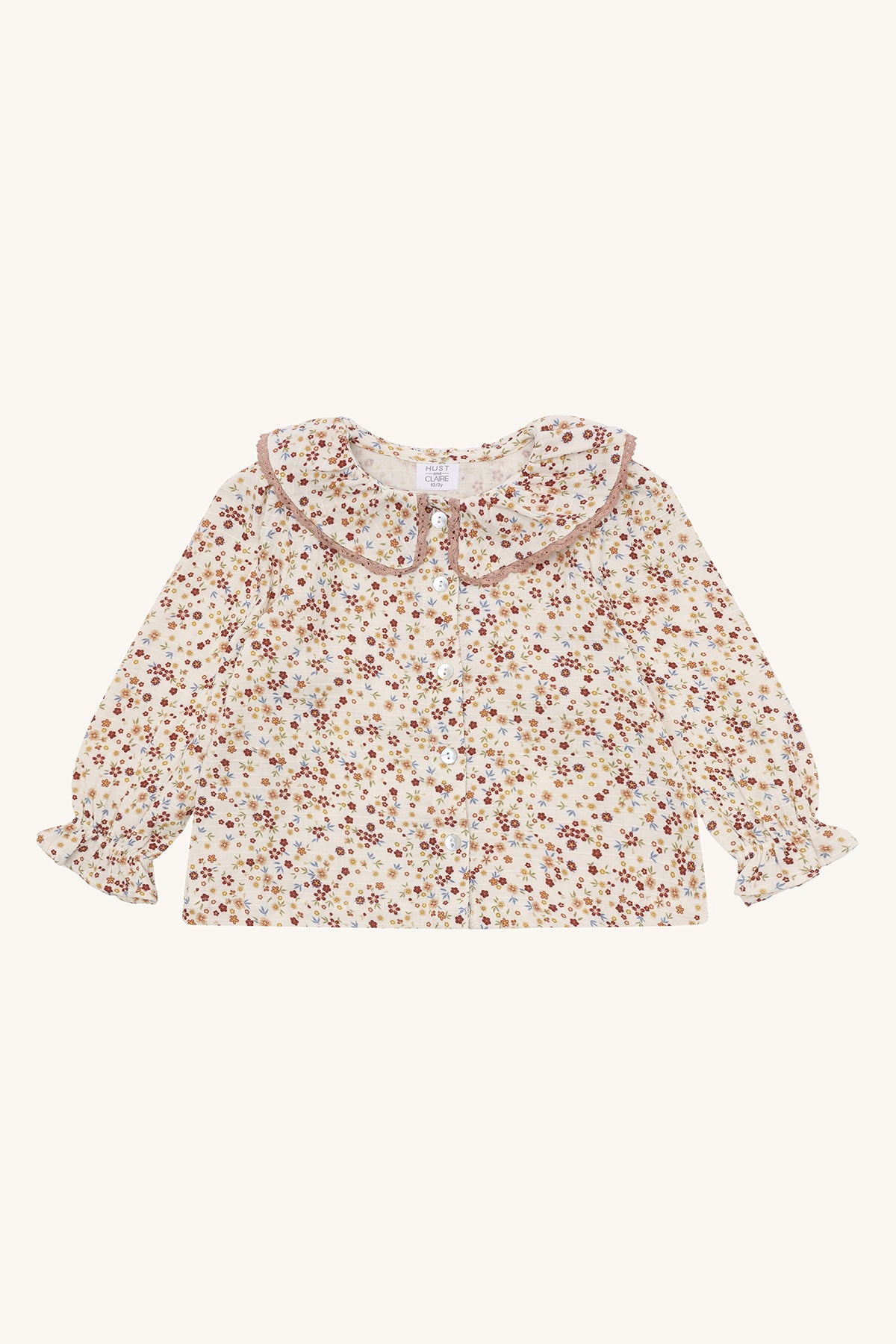 🌸 Hust&Claire – Romantische Blouse met Bloemen en Kanten Kraag 🌸