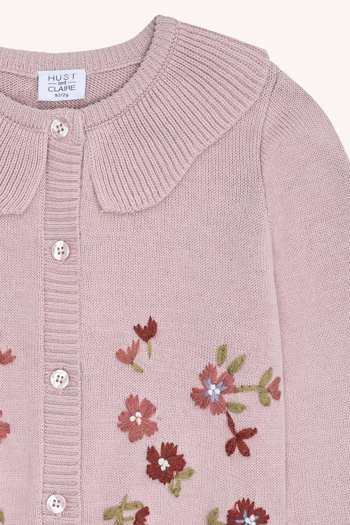 🌷 Roze Gebreid Vest met Bloemenborduursel – Hust & Claire 🌷