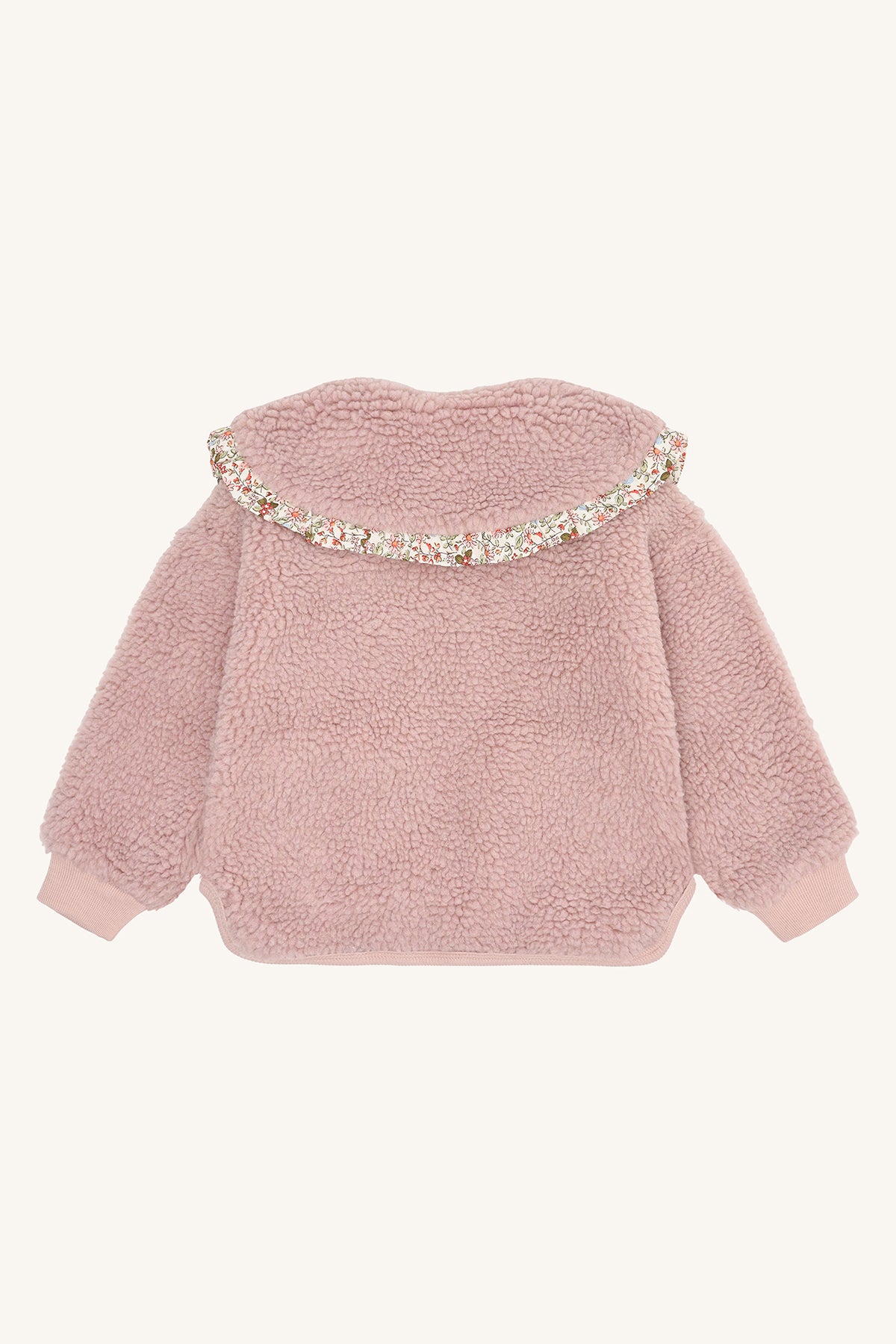 🌸 Zacht & Schattig – Roze Teddy Jasje met Bloemenkraag van Hust & Claire