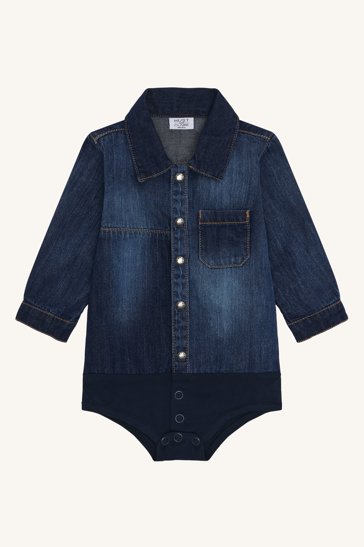 👖 Denim Bodyshirt met Lange Mouwen – Hust & Claire 👖