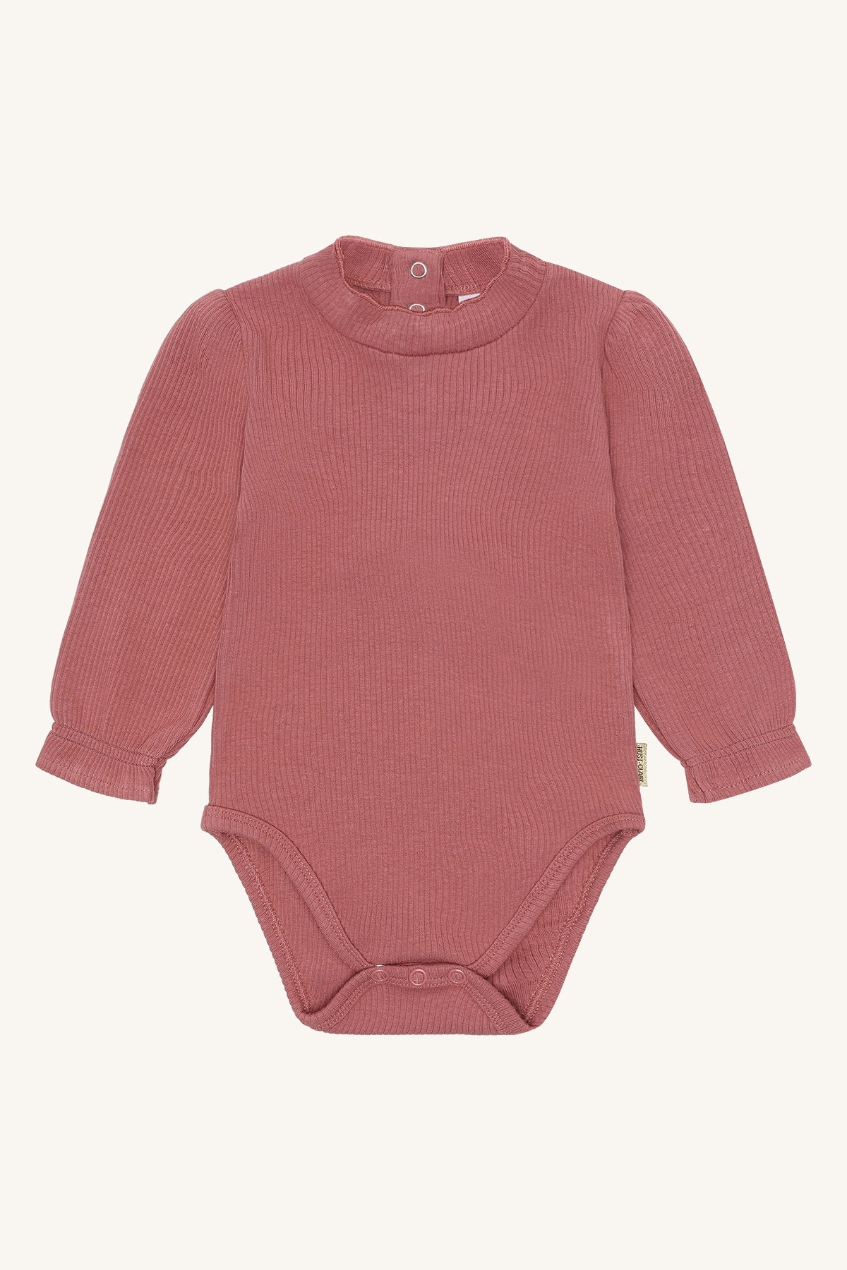 🌸 Ribgebreide Lange Mouwen Body – Vintage Roze